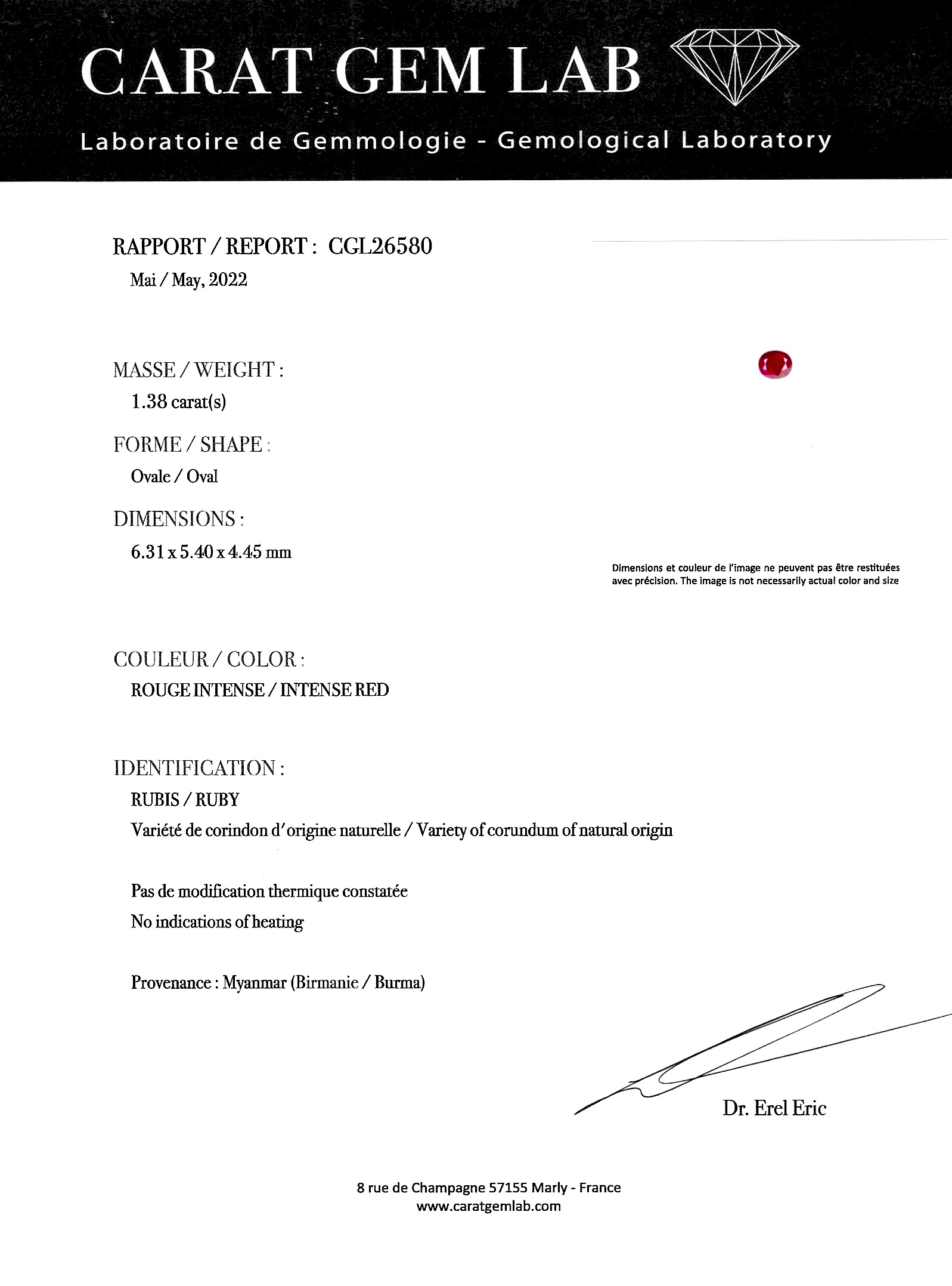 Unheated Burmese ruby ​ (laboratory certificate) and diamond ring-3