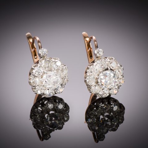 Late 19th century diamond earrings (2.40 carats)