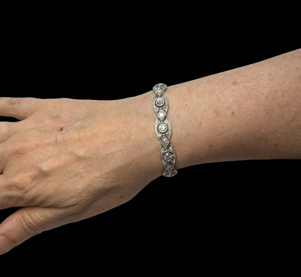 French Art Deco diamond bracelet (4.5 carats)-2