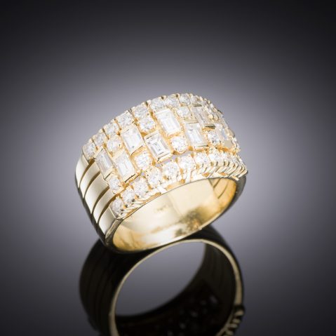 Damiani baguette and brilliant diamond ring (3.20 carats)