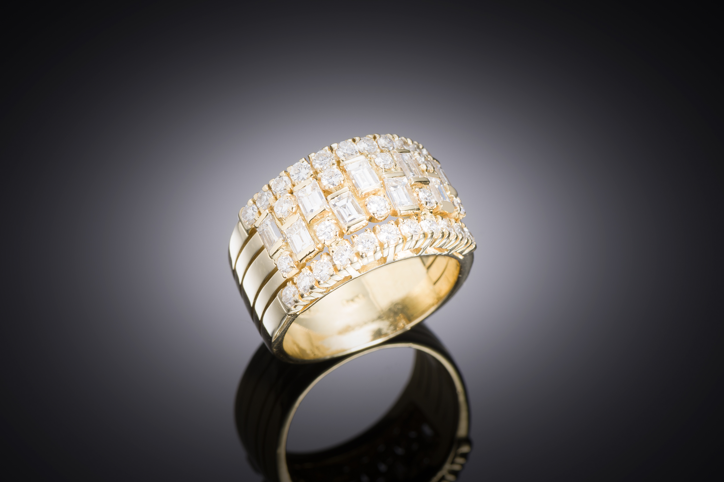 Damiani baguette and brilliant diamond ring (3.20 carats)-1