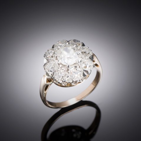 French ring circa 1900 old cut diamonds (1.70 carat)