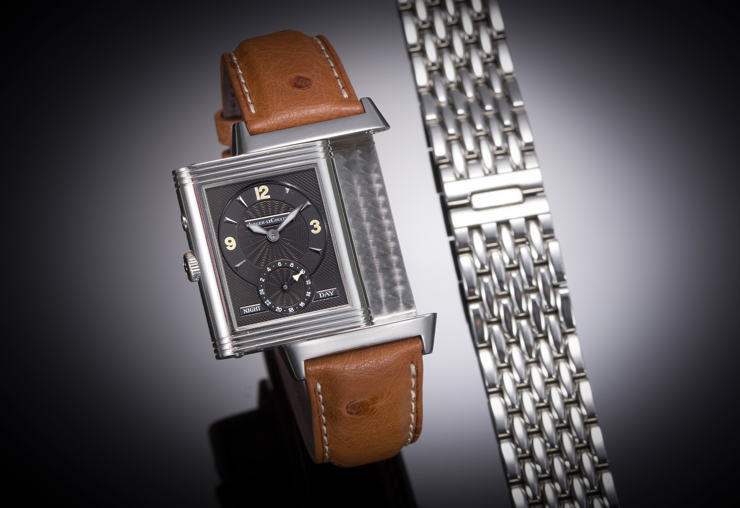 Jaeger-LeCoultre Reverso Duoface Night & Day watch with complementary steel bracelet-1