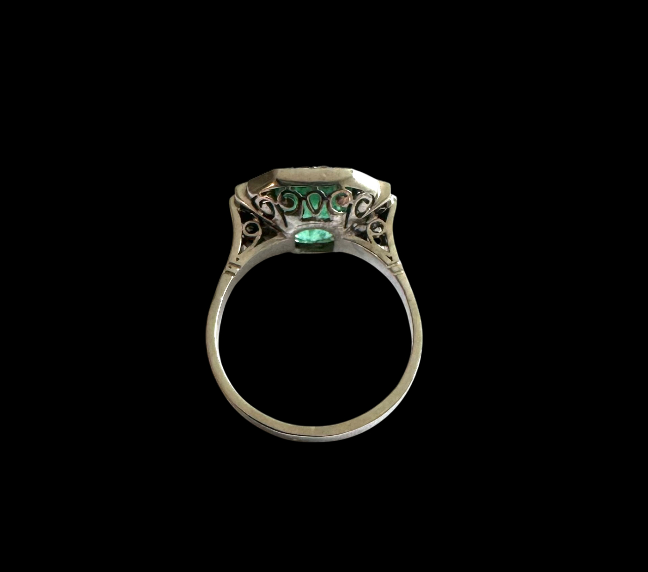 French Art Deco ring with Colombian emerald (laboratory certificate – Minor oil) and diamonds-2