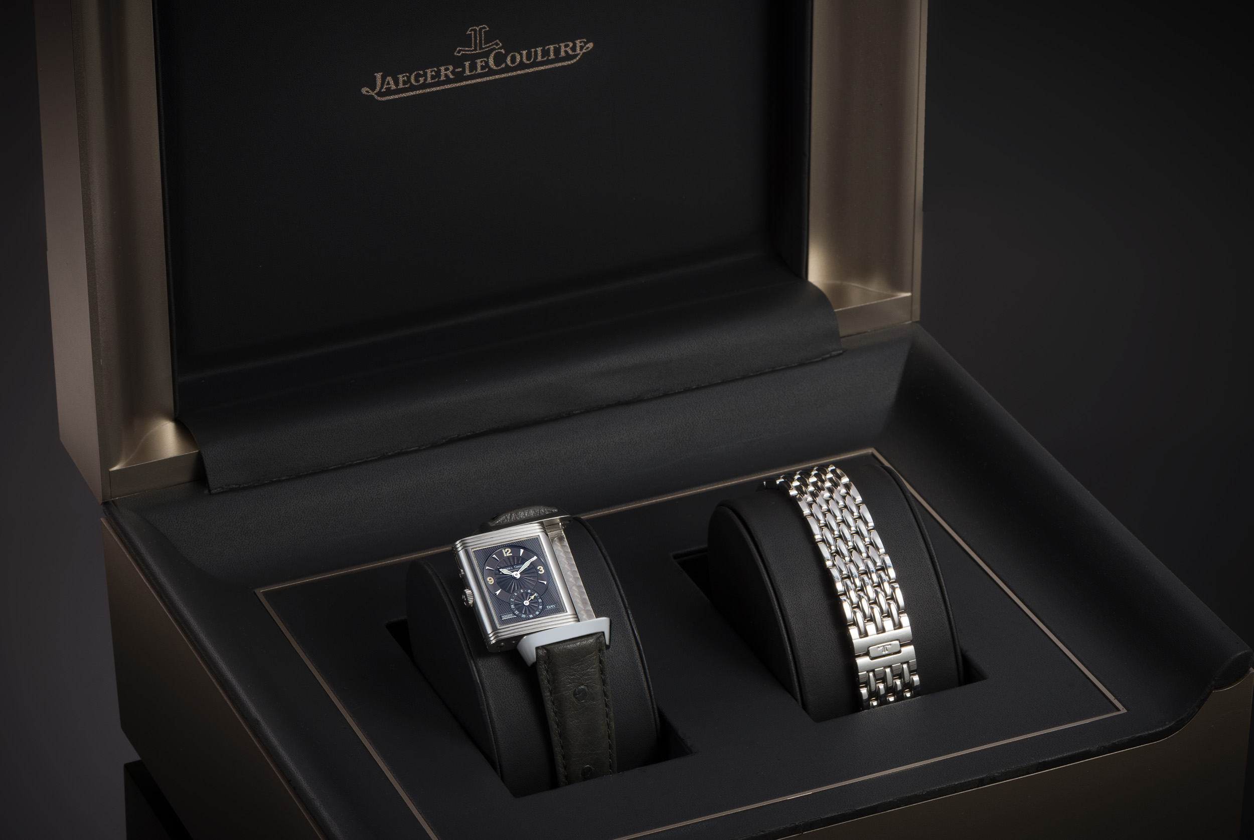 Montre Jaeger-LeCoultre Reverso Duoface Night & Day full set (papiers, écrin) avec bracelet complémentaire en acier-1