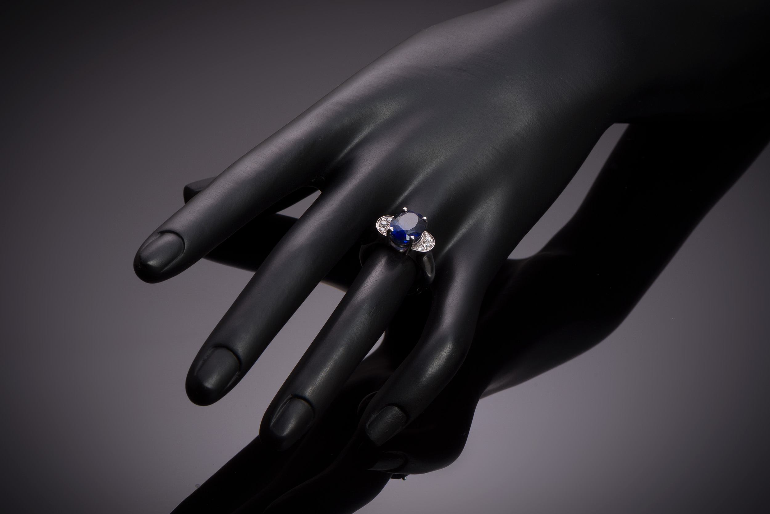 Bague occasion, tanzanite (5,20 carats) diamants-2