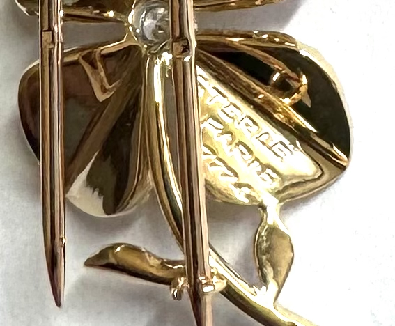 Clip Sterlé trèfle diamant vers 1950-2