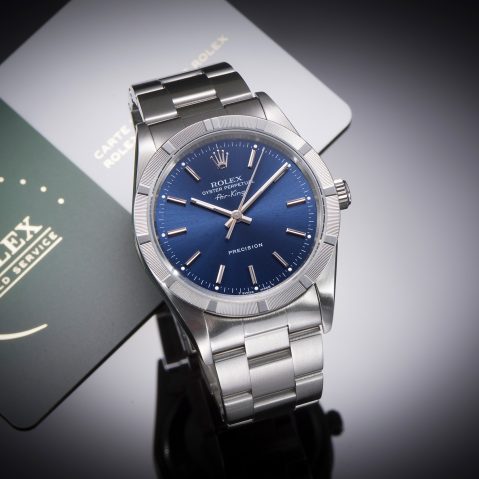 Montre Rolex Air King cadran bleu – Sous garantie Rolex – Révision Rolex octobre 2024