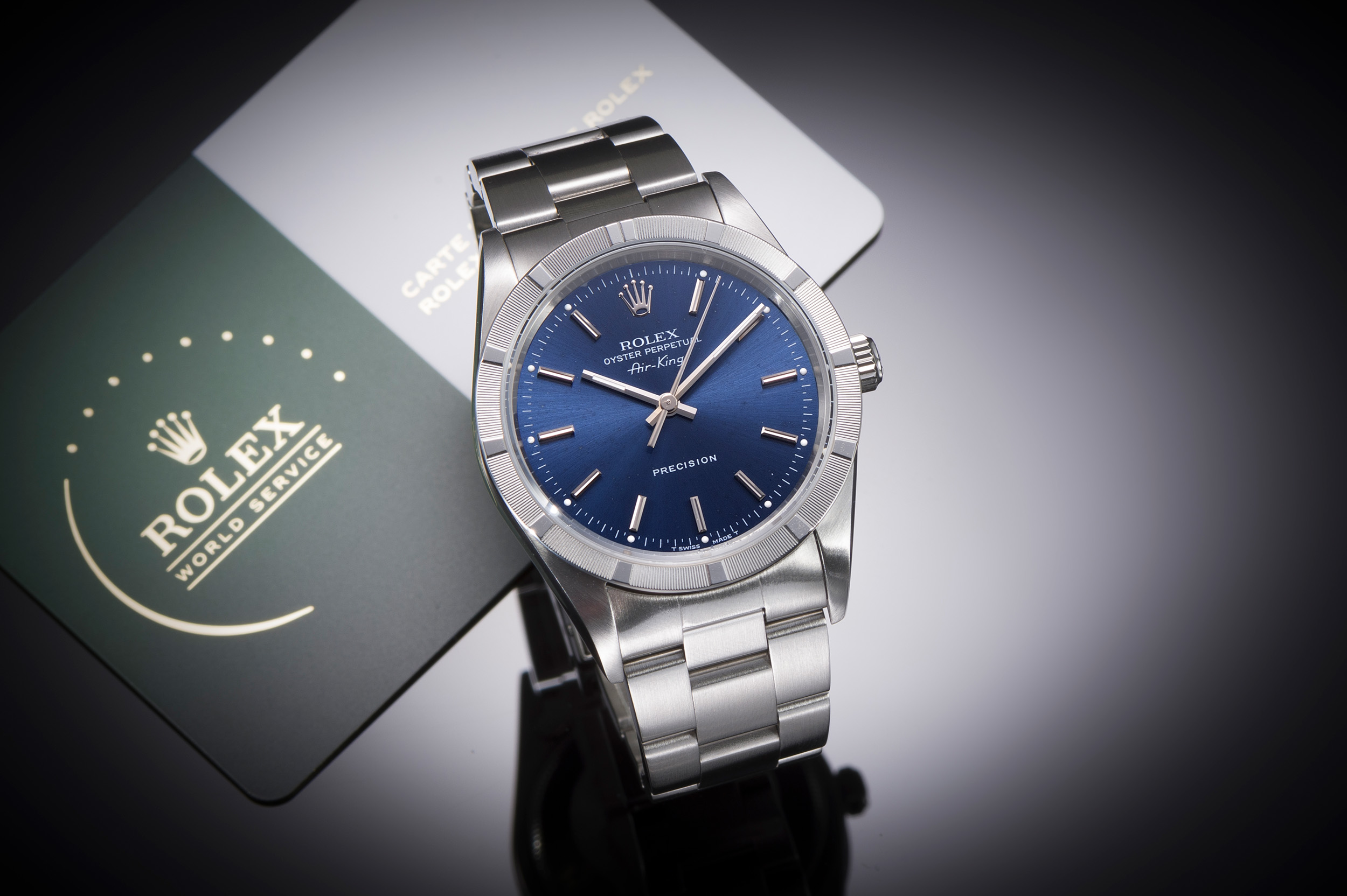 Montre Rolex Air King cadran bleu – Sous garantie Rolex – Révision Rolex octobre 2024-1