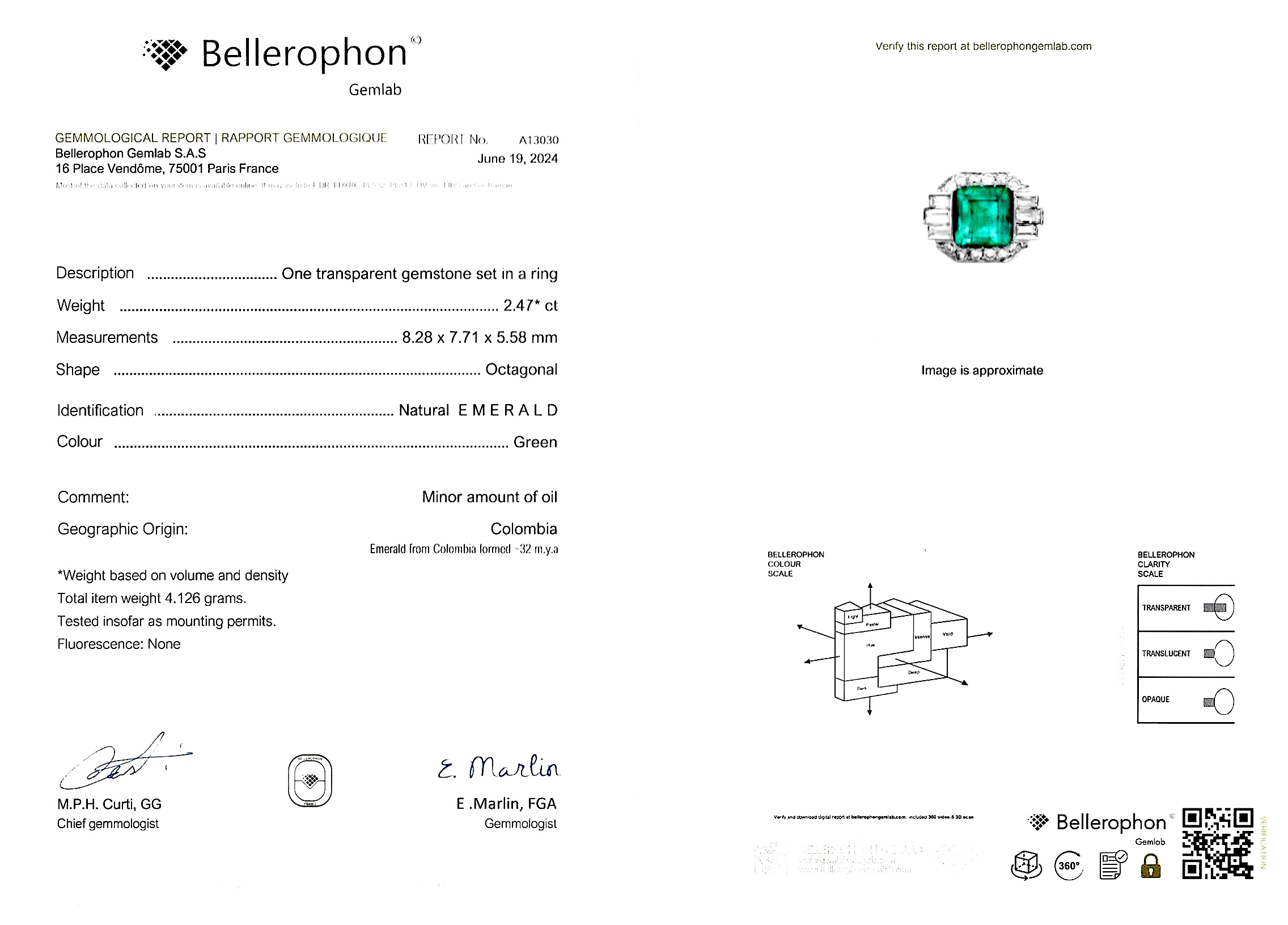 Bague Art déco émeraude de Colombie (certificat laboratoire – Minor oil) et diamants. Travail français.-4