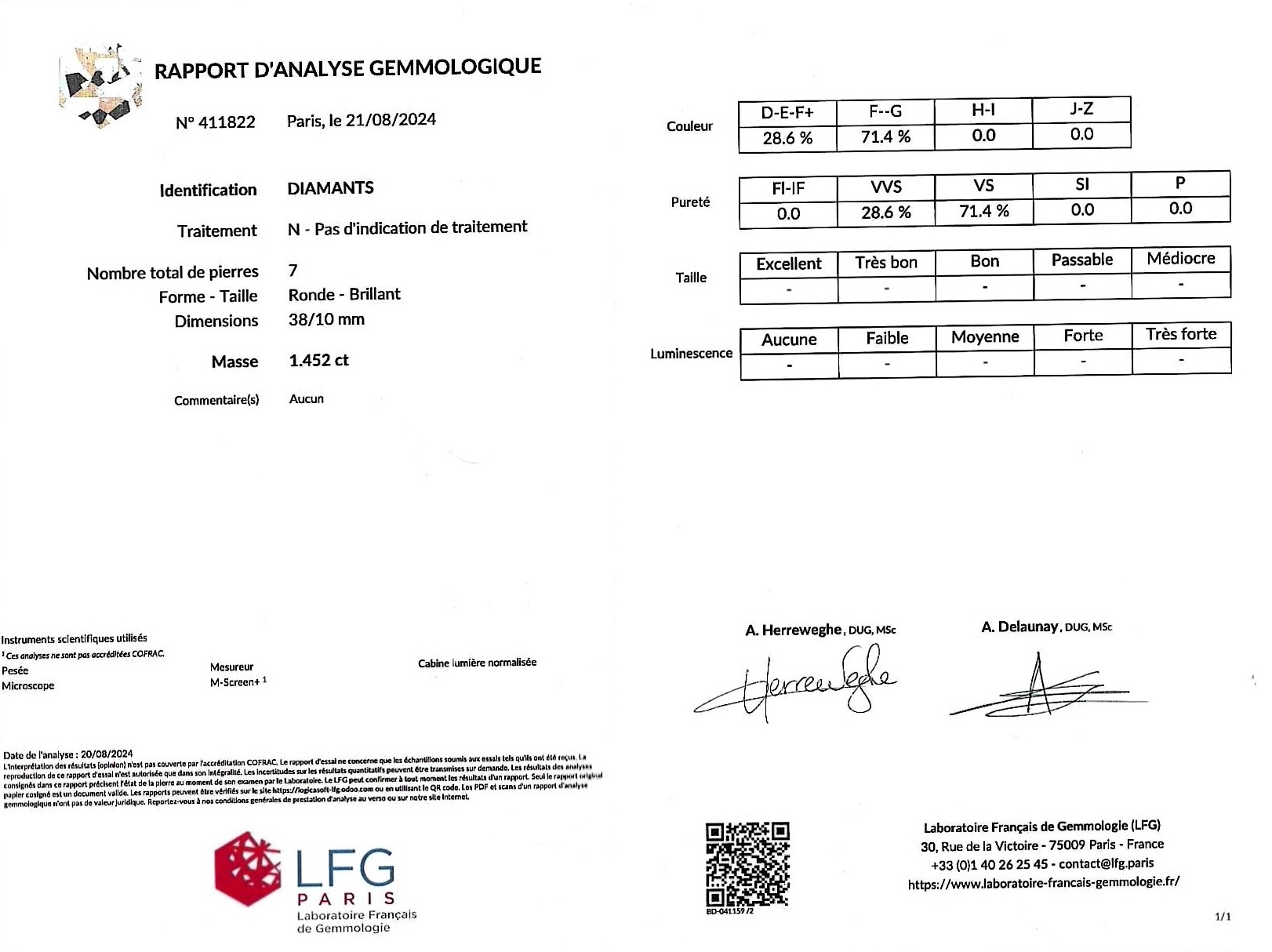 Demi-alliance diamants (1,45 carat – Rapport du LFG D/G VVS/VS) en platine 8,87 grs-2